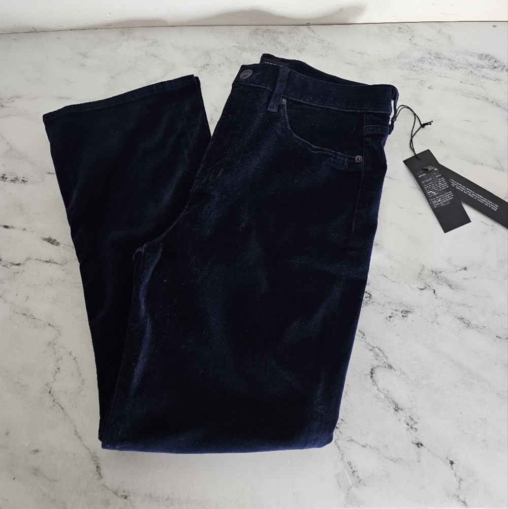 Hudson Jeans High Rise Brix Cropped Bootcut Flare Velvet Dark Blue Pant 30 NWT - Picture 3 of 9